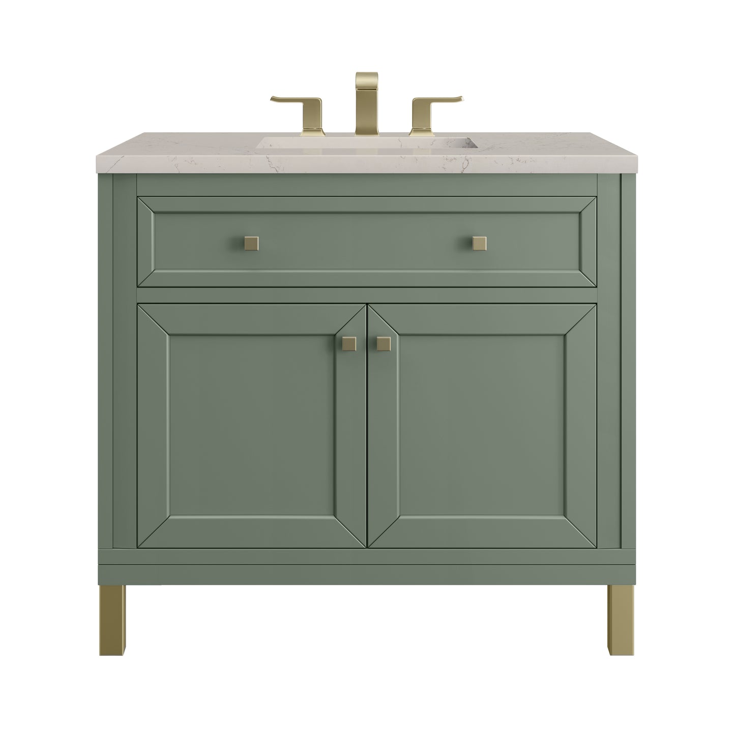 Renovate for Less Atlanta Chicago 36" Single Vanity, Smokey Celadon, w/ 3 CM Siberian Silestone Top