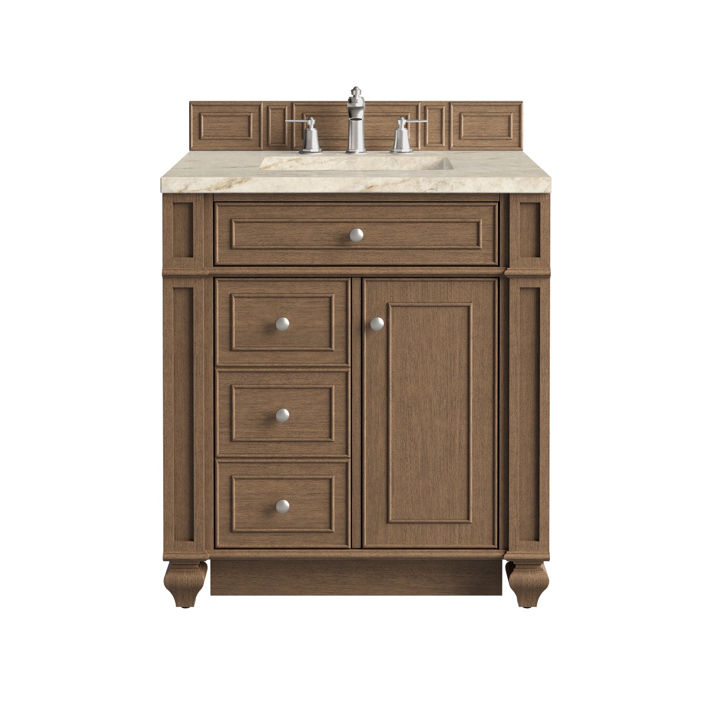 Renovate for Less Atlanta Bristol 30" Single Vanity, Saddle Brown, w/ 3 CM Tajnar Eclos Top