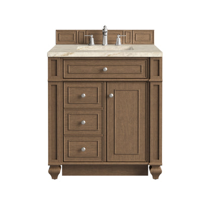 Renovate for Less Atlanta Bristol 30" Single Vanity, Saddle Brown, w/ 3 CM Tajnar Eclos Top