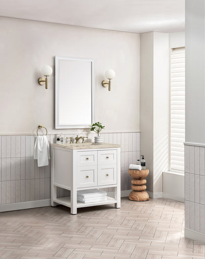 Renovate for Less Atlanta Breckenridge 30" Single Vanity, Bright White, w/ 3 CM Tajnar Eclos Top