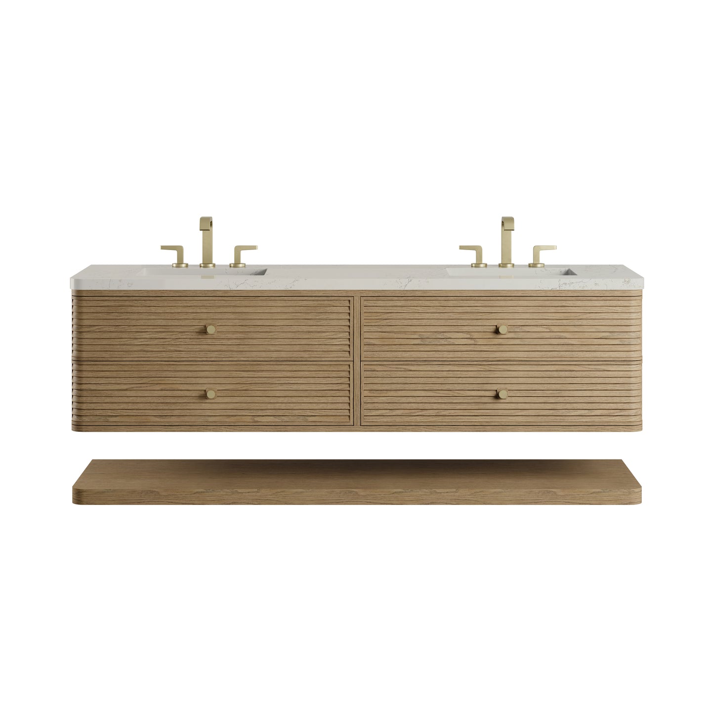 Renovate for Less Atlanta Allamari 72" Double Vanity, Dune Mist w/ 3 CM Siberian Silestone Top