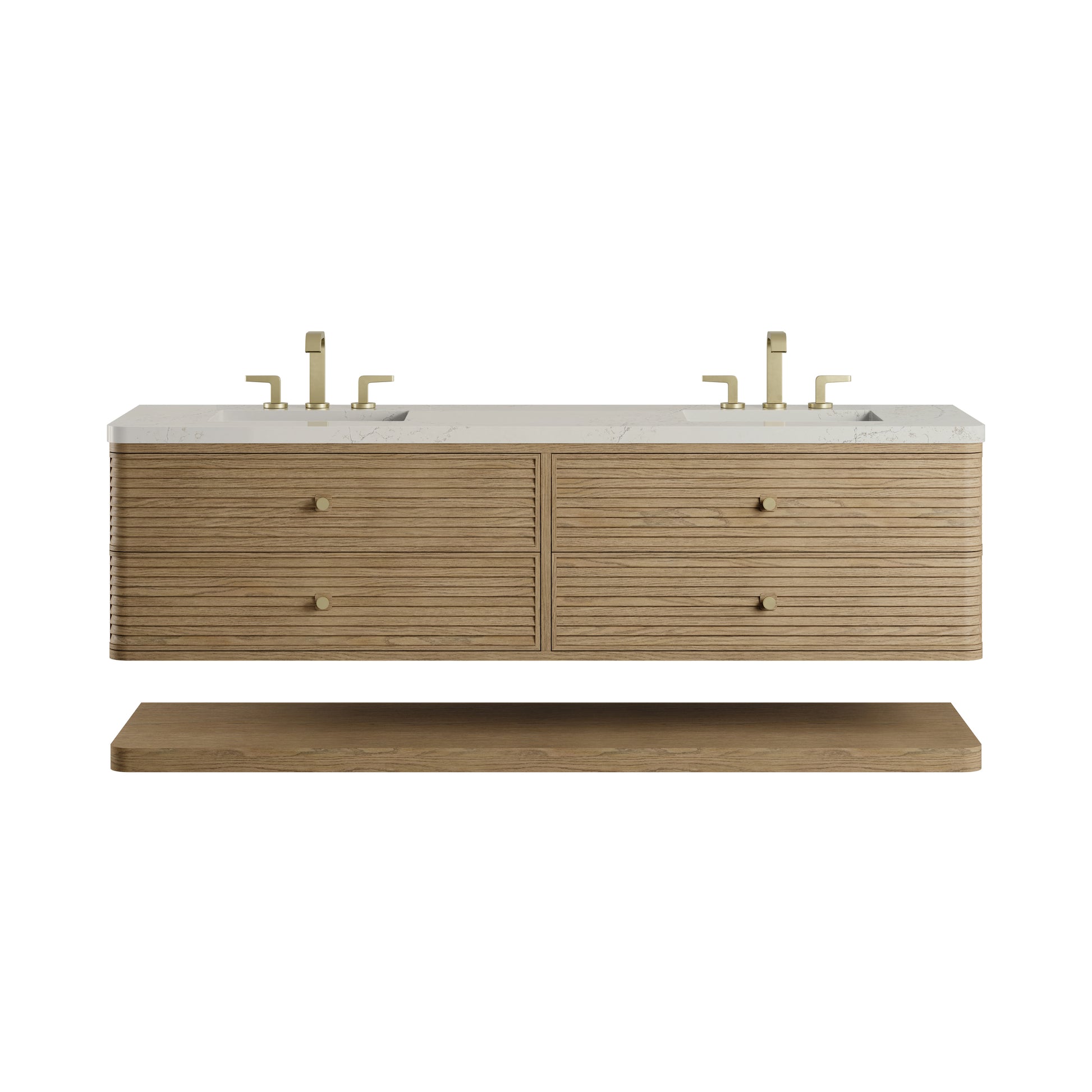 Renovate for Less Atlanta Allamari 72" Double Vanity, Dune Mist w/ 3 CM Siberian Silestone Top