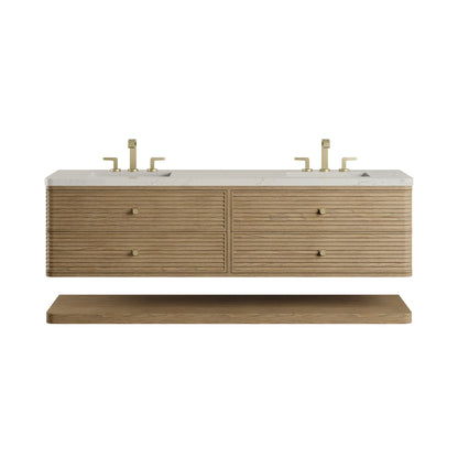 Renovate for Less Atlanta Allamari 72" Double Vanity, Dune Mist w/ 3 CM Siberian Silestone Top