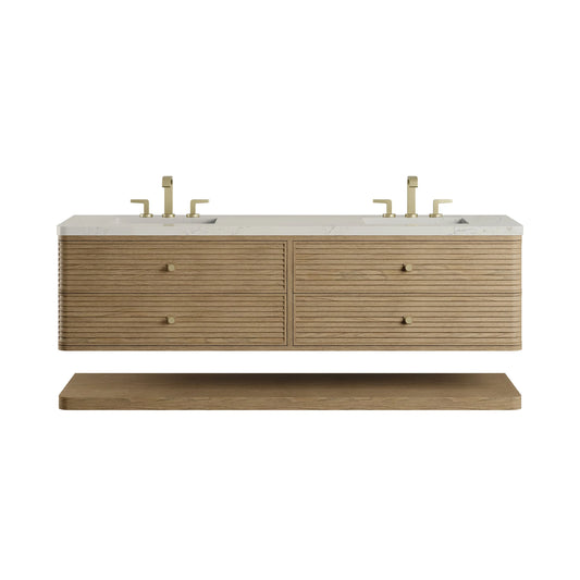 Allamari 72" Double Vanity, Dune Mist w/ 3 CM Siberian Silestone Top