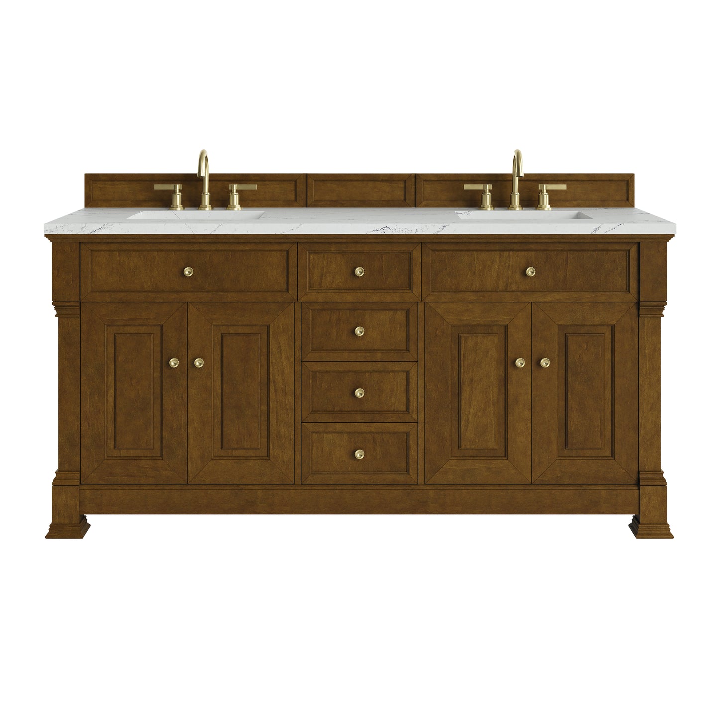 Renovate for Less Atlanta Brookfield 72" Double Vanity, Honey Oak w/ 3 CM Ethereal Noctis Silestone Top