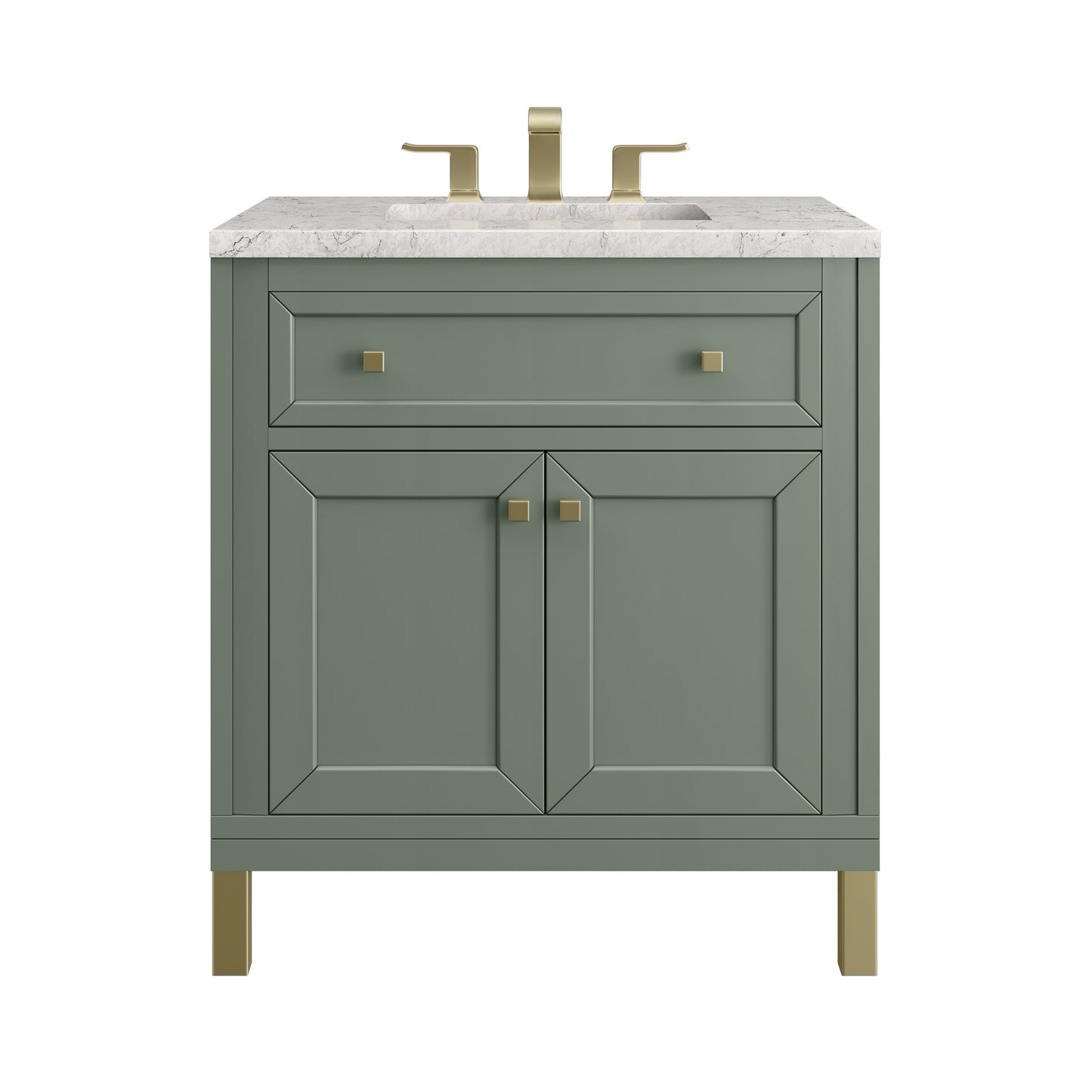 Renovate for Less Atlanta Chicago 30" Single Vanity, Smokey Celadon, w/ 3 CM Eternal Jasmine Pearl Silestone® Top