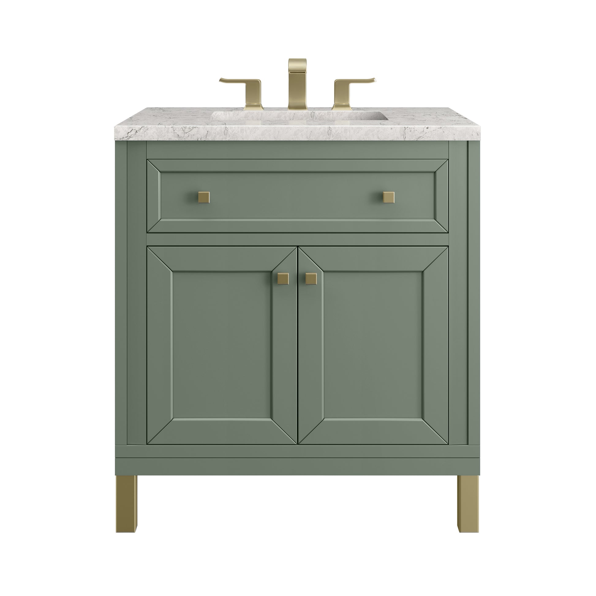 Renovate for Less Atlanta Chicago 30" Single Vanity, Smokey Celadon, w/ 3 CM Eternal Jasmine Pearl Silestone® Top