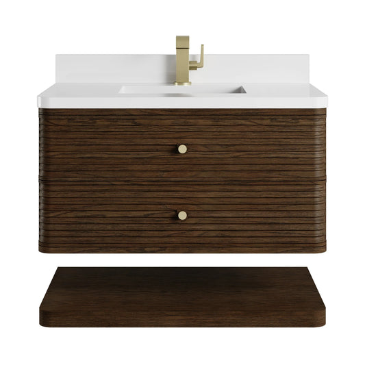 Allamari 36" Single Vanity, Sable w/ Single Hole 3 CM White Zeus Silestone Top