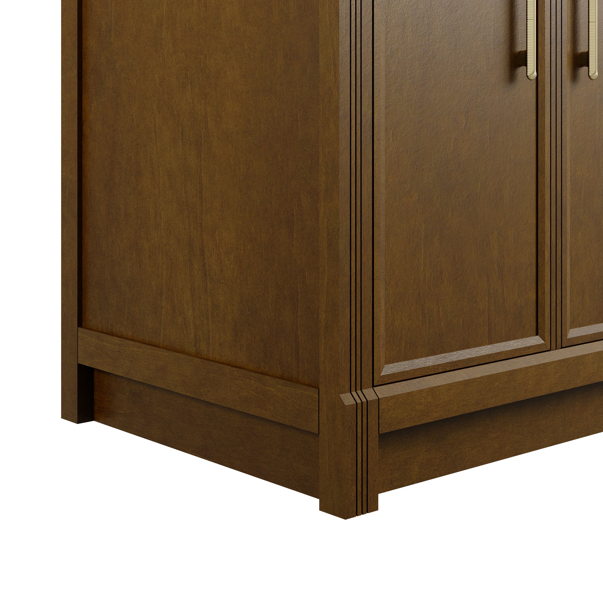 Renovate for Less Atlanta Bellshire 84" Dual Vanity Set with 24" Make-Up Counter, Honey Oak w/3 cm White Zeus Silestone Top