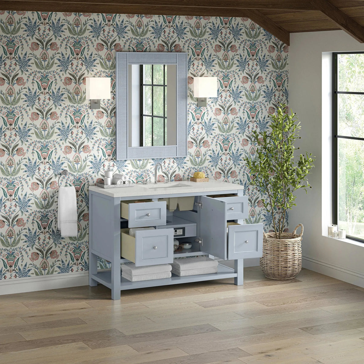 Breckenridge 48" Single Vanity, Serenity Blue, w/ 3 CM Lime Delight Quartz Top
