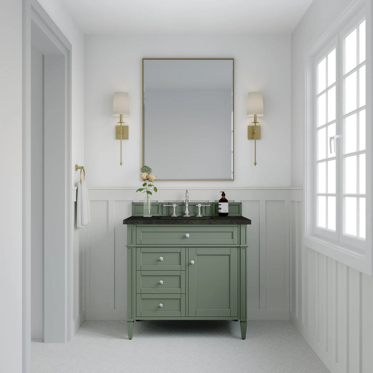Brittany 36" Single Vanity, Smokey Celadon, w/ 3 CM Phantome Eclos Top