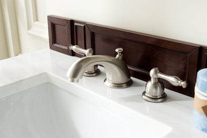 Renovate for Less Atlanta Brittany 30" Single Vanity, Burnished Mahogany w/ 3 CM Carrara Marble Top