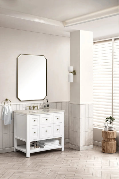 Breckenridge 36" Single Vanity, Bright White, w/ 3 CM Siberian Silestone Top