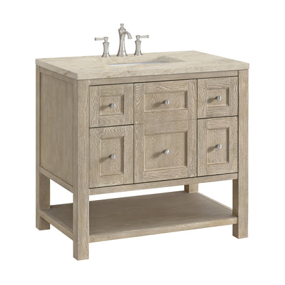 Renovate for Less Atlanta Breckenridge 36" Single Vanity, Whitewashed Oak, w/ 3 CM Tajnar Eclos Top