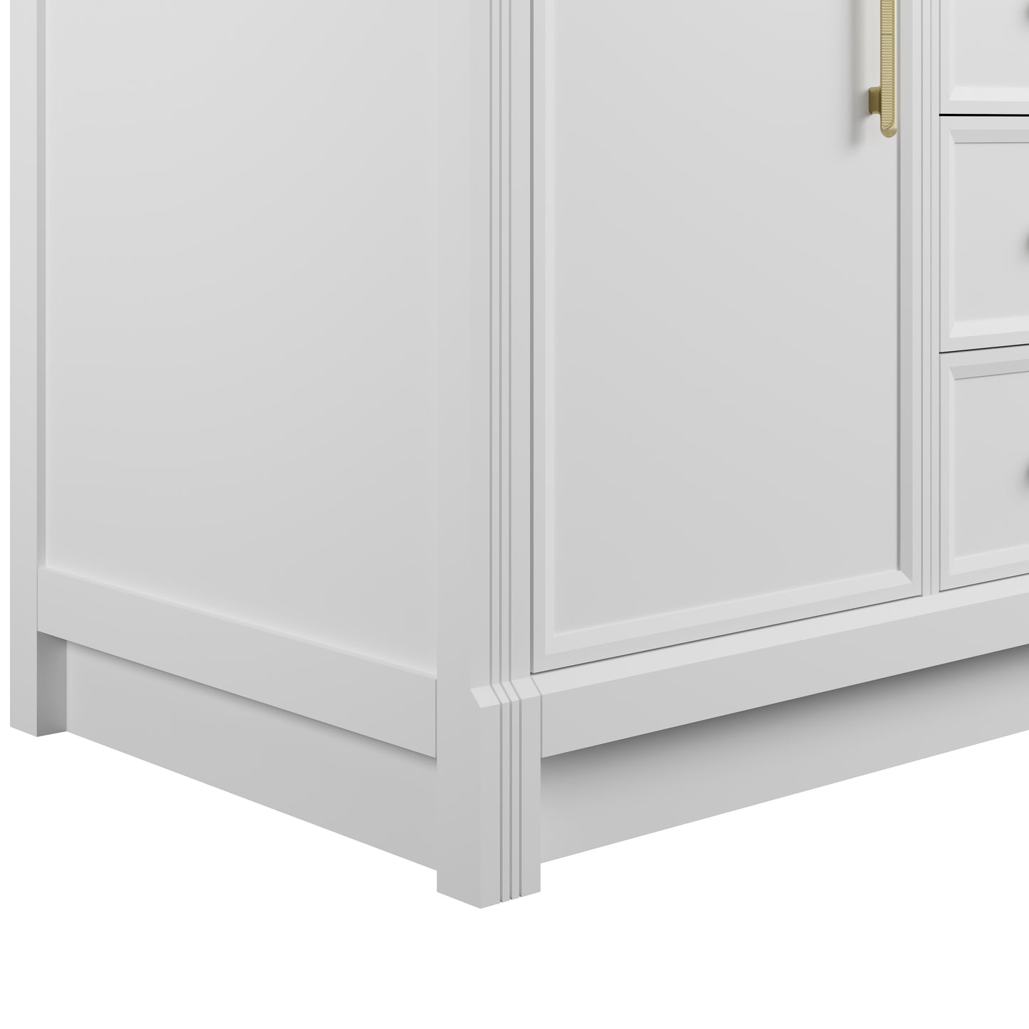 Renovate for Less Atlanta Bellshire 120" Dual Vanity Set with 24" Make-Up Counter, Bright White w/3 cm Parisien Bleu Silestone Top w/FreePower Wireless Charger