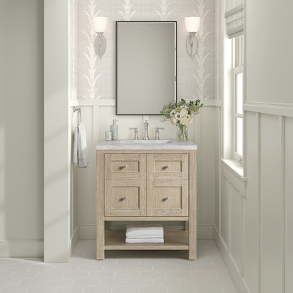 Renovate for Less Atlanta Breckenridge 30" Single Vanity, Whitewashed Oak w/ 3 CM Victorian Silver Silestone Top