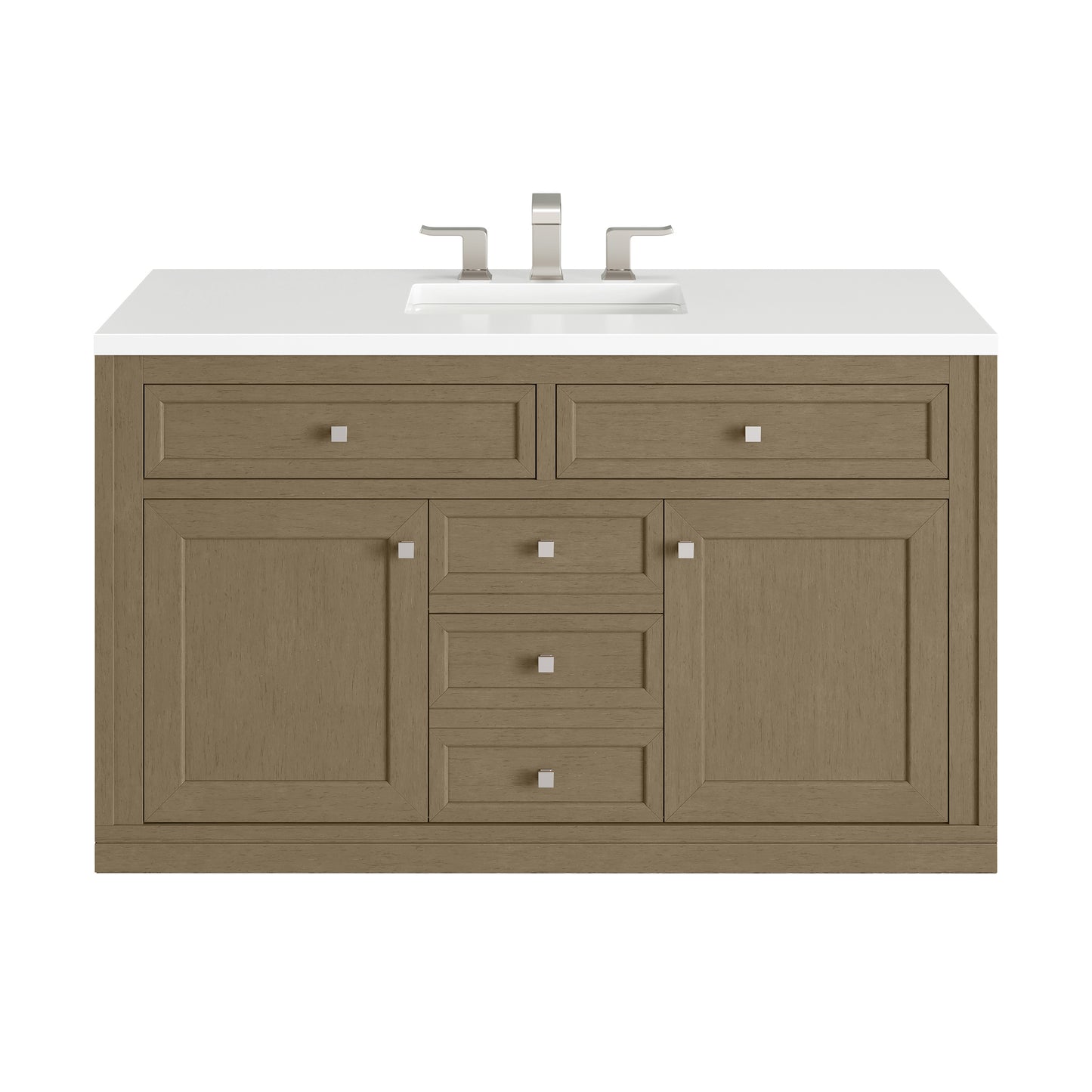Renovate for Less Atlanta Chicago 48" Single Vanity, Walnut Whisper, w/ 3 CM White Zeus Silestone® Top
