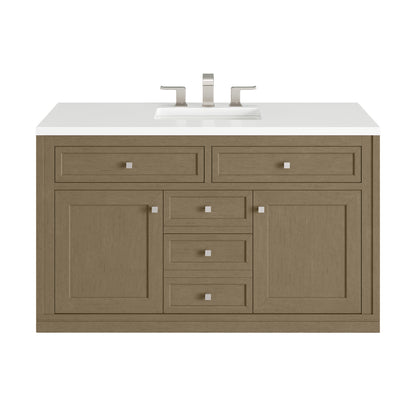 Renovate for Less Atlanta Chicago 48" Single Vanity, Walnut Whisper, w/ 3 CM White Zeus Silestone® Top