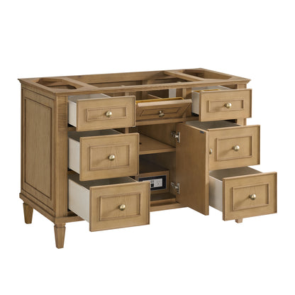 Renovate for Less Atlanta Lorelai 48" Single Vanity, Light Natural Oak w/ 3 CM White Zeus Silestone Top