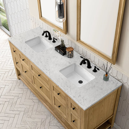 Breckenridge 72" Double Vanity, Light Natural Oak w/ 3 CM Eternal Jasmine Pearl Top