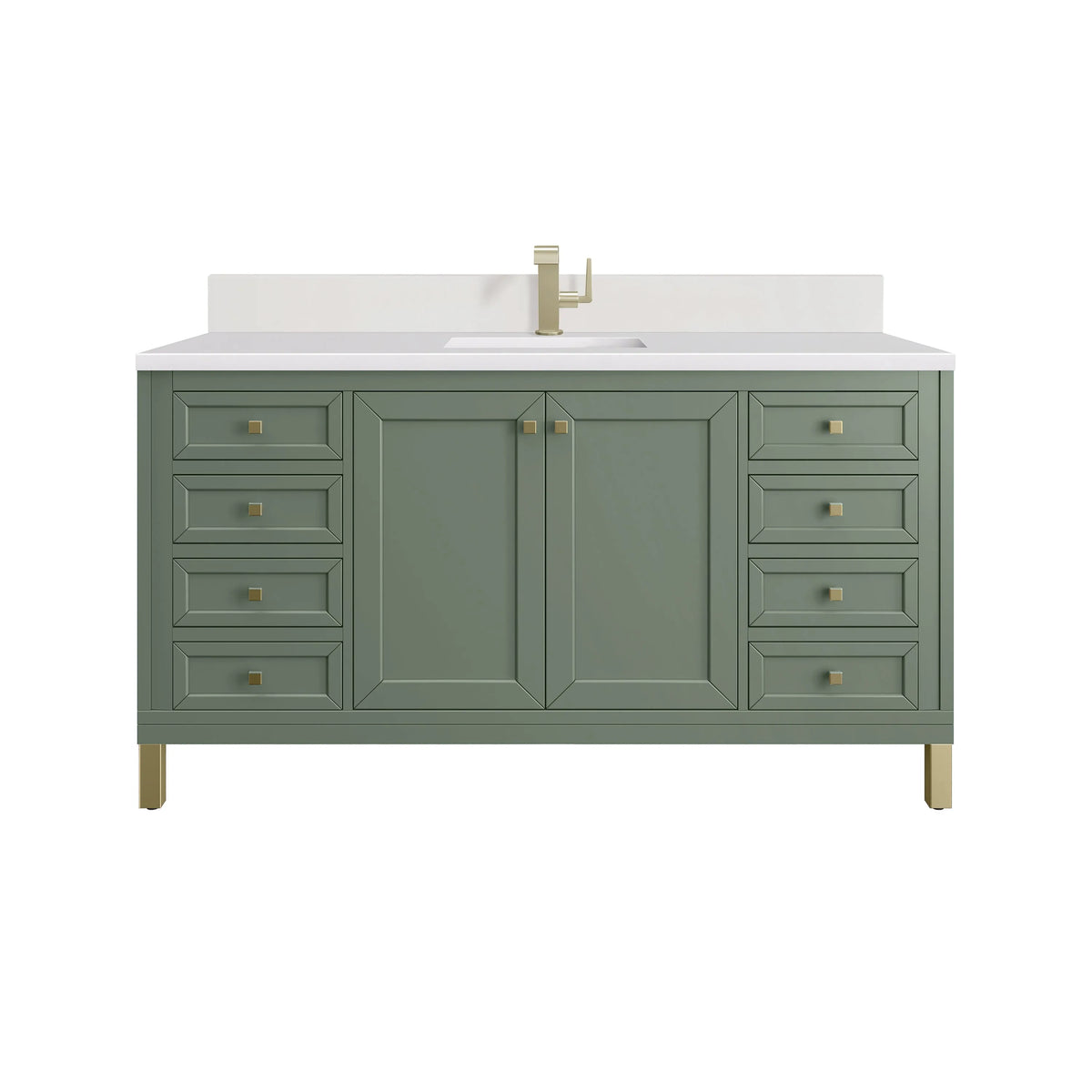 Chicago 60" Single Vanity, Smokey Celadon, w/ Single Hole 3CM White Zeus Silestone® Top & Backsplash