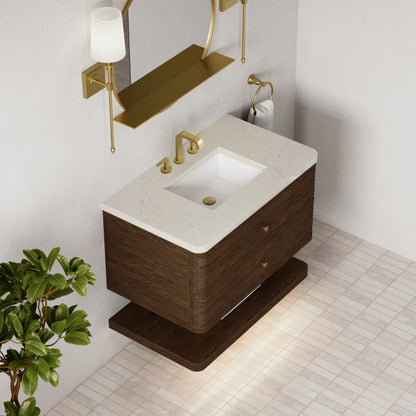 Renovate for Less Atlanta Allamari 36" Single Vanity, Sable w/ 3 CM Siberian Silestone Top