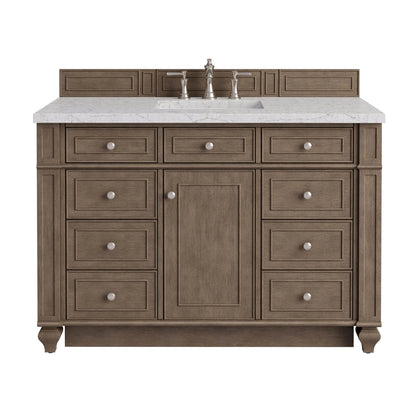 Bristol 48" Single Vanity, Whitewashed Walnut w/ 3 CM Eternal Jasmine Pearl Silestone Top