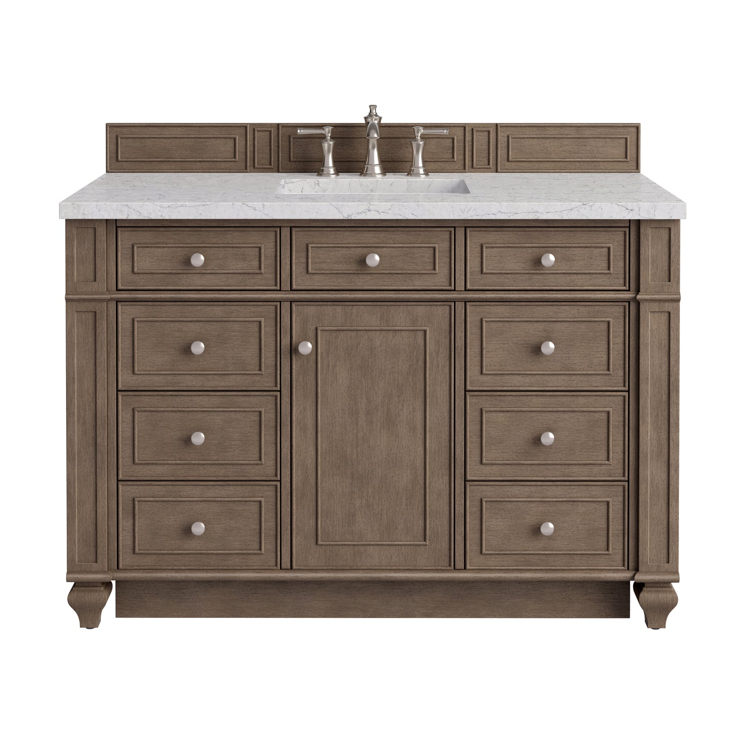 Renovate for Less Atlanta Bristol 48" Single Vanity, Whitewashed Walnut w/ 3 CM Eternal Jasmine Pearl Silestone Top