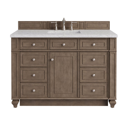 Renovate for Less Atlanta Bristol 48" Single Vanity, Whitewashed Walnut w/ 3 CM Eternal Jasmine Pearl Silestone Top