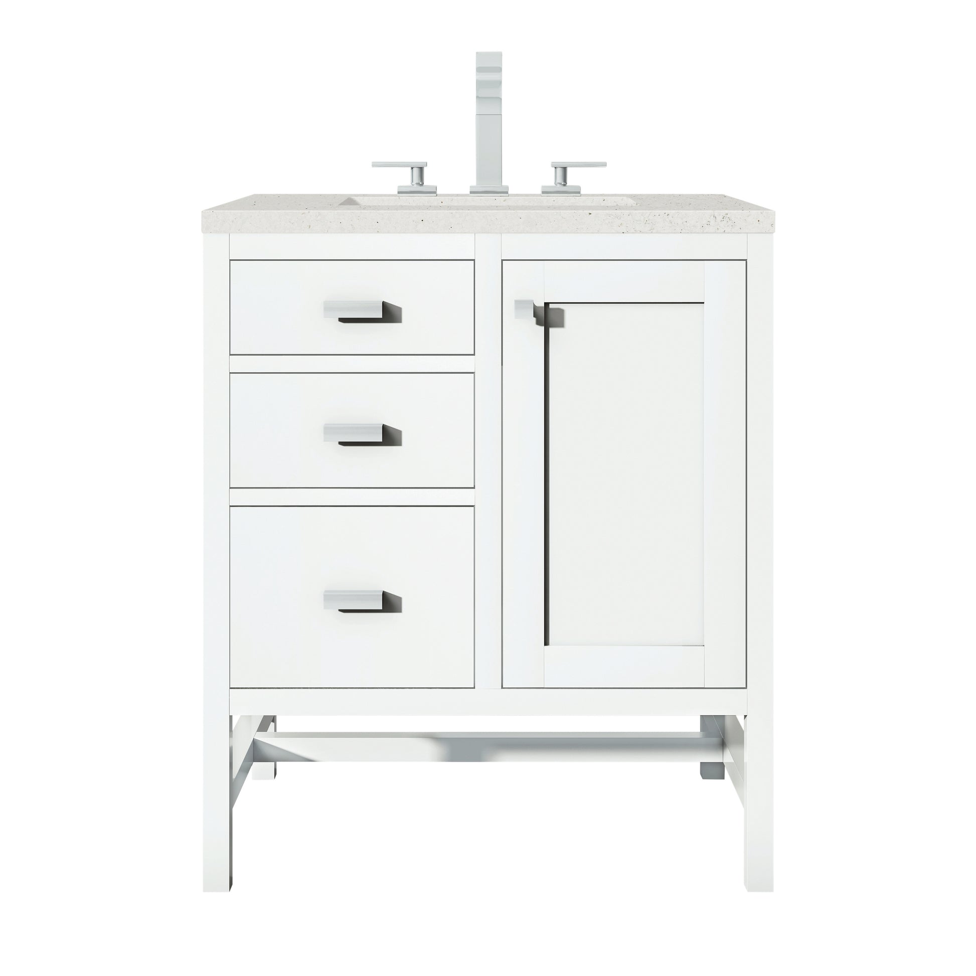 Renovate for Less Atlanta Addison 30" Single Vanity, Glossy White w/ 3 CM Lime Delight Silestone Top