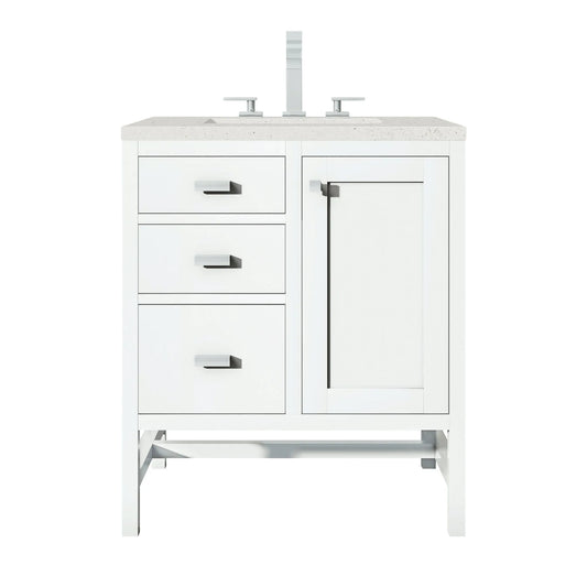 Addison 30" Single Vanity, Glossy White w/ 3 CM Lime Delight Silestone Top