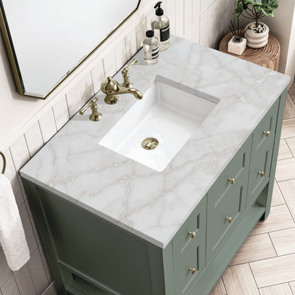 Renovate for Less Atlanta Breckenridge 36" Single Vanity, Smokey Celadon w/ 3 CM Victorian Silver Top