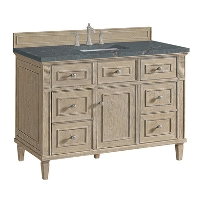 Lorelai 48" Single Vanity, Whitewashed Oak w/ 3 CM Parisien Bleu Silestone Top