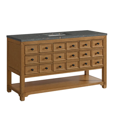 Renovate for Less Atlanta Malibu 60" Single Vanity, Amber Birch w/ 3 CM Parisien Bleu Top