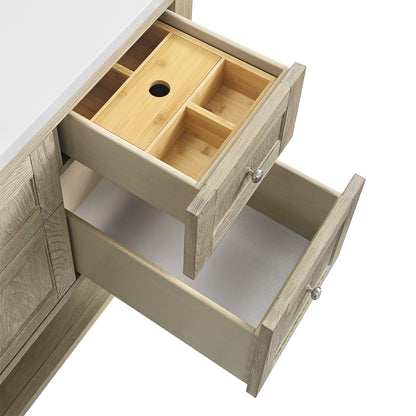 Renovate for Less Atlanta Breckenridge 48" Single Vanity, Whitewashed Oak w/ 3 CM Eternal Jasmine Pearl Silestone Top
