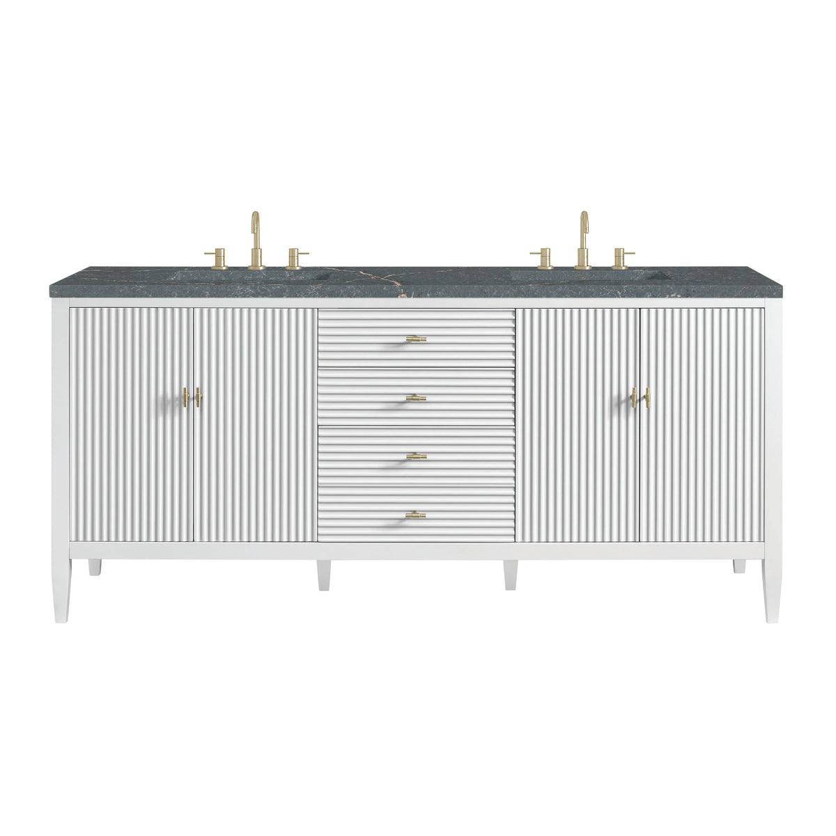 Myrrin 72" Double Vanity, Bright White w/ 3 CM Parisien Bleu Silestone Top