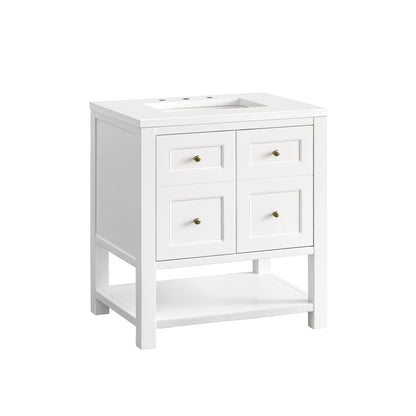 Renovate for Less Atlanta Breckenridge 30" Single Vanity, Bright White w/ 3 CM White Zeus Top