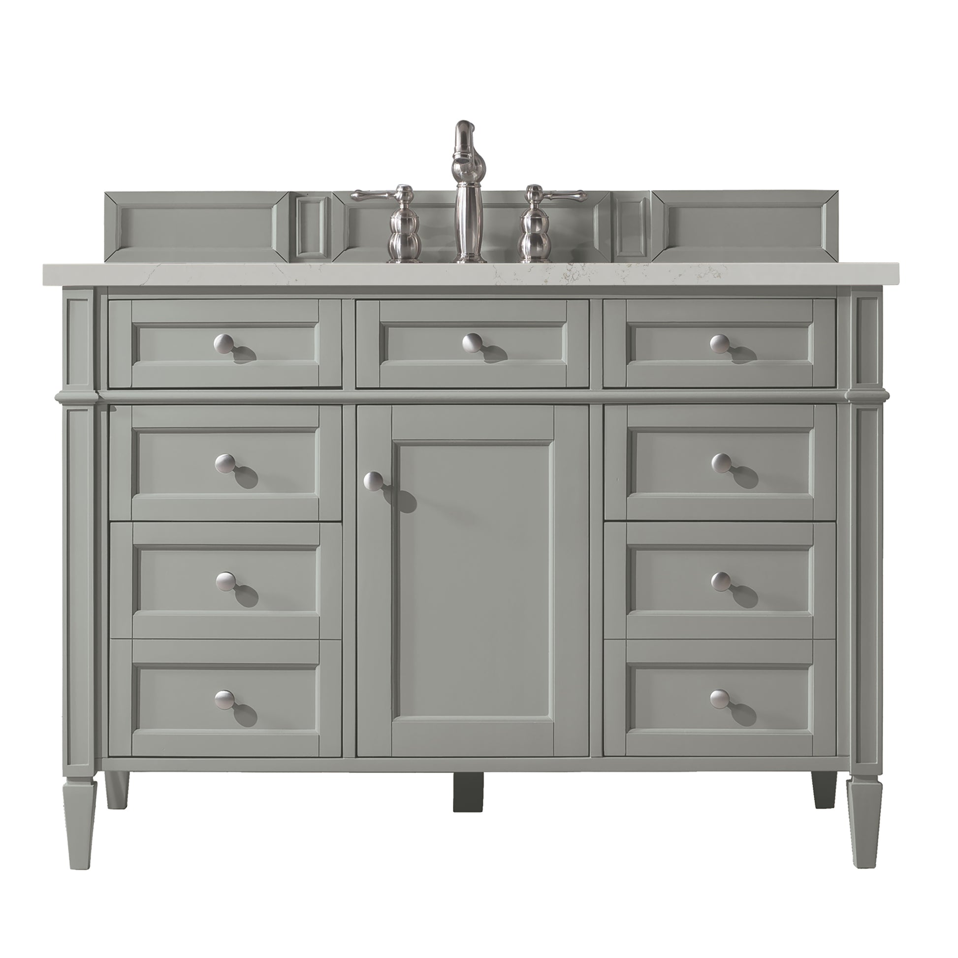 Renovate for Less Atlanta Brittany 48" Single Vanity, Urban Gray, w/ 3 CM Siberian Silestone Top