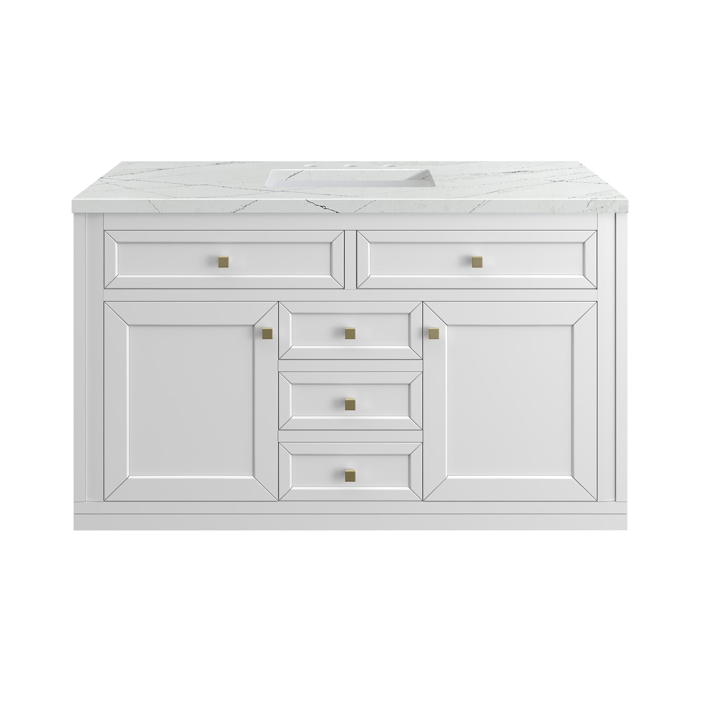 Renovate for Less Atlanta Chicago 48" Single Vanity, Glossy White, w/ 3 CM Ethereal Noctis Silestone® Top w/FreePower Wireless Charger
