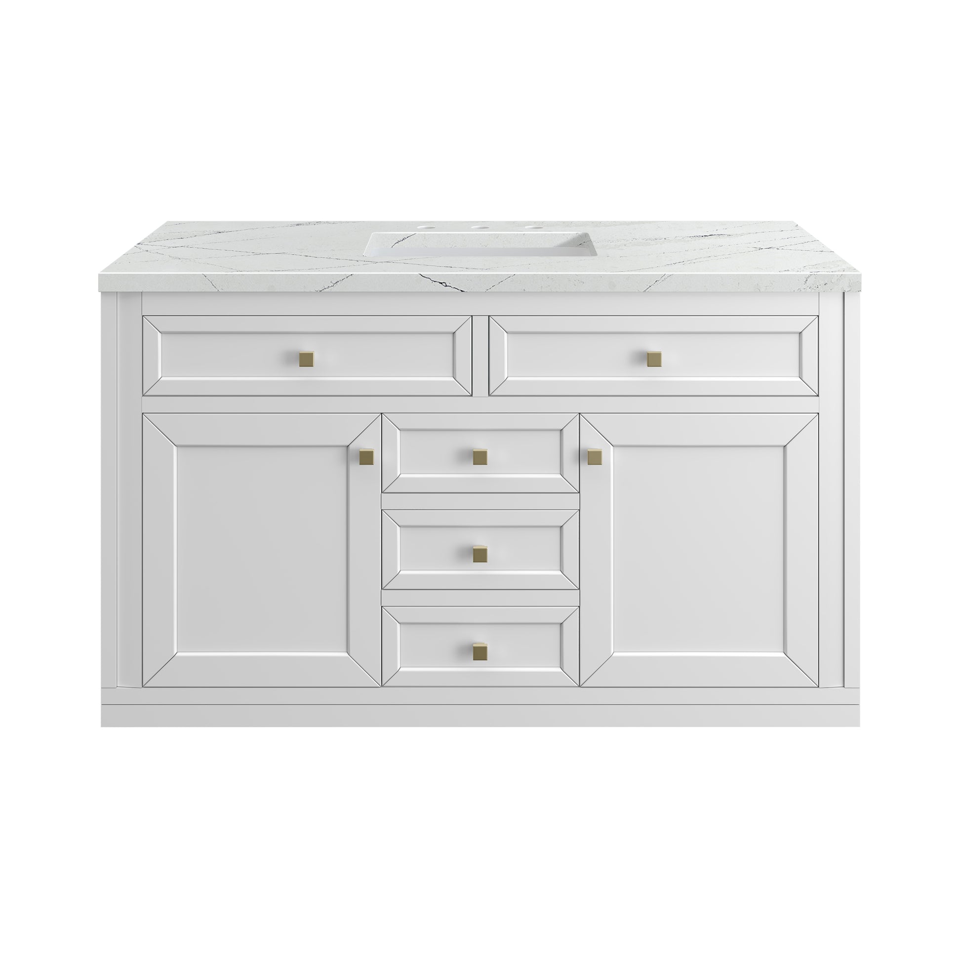 Renovate for Less Atlanta Chicago 48" Single Vanity, Glossy White, w/ 3 CM Ethereal Noctis Silestone® Top w/FreePower Wireless Charger