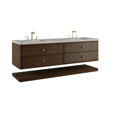 Renovate for Less Atlanta Allamari 72" Double Vanity, Sable w/ 3 CM Victorian Silver Top w/FreePower Wireless Charger