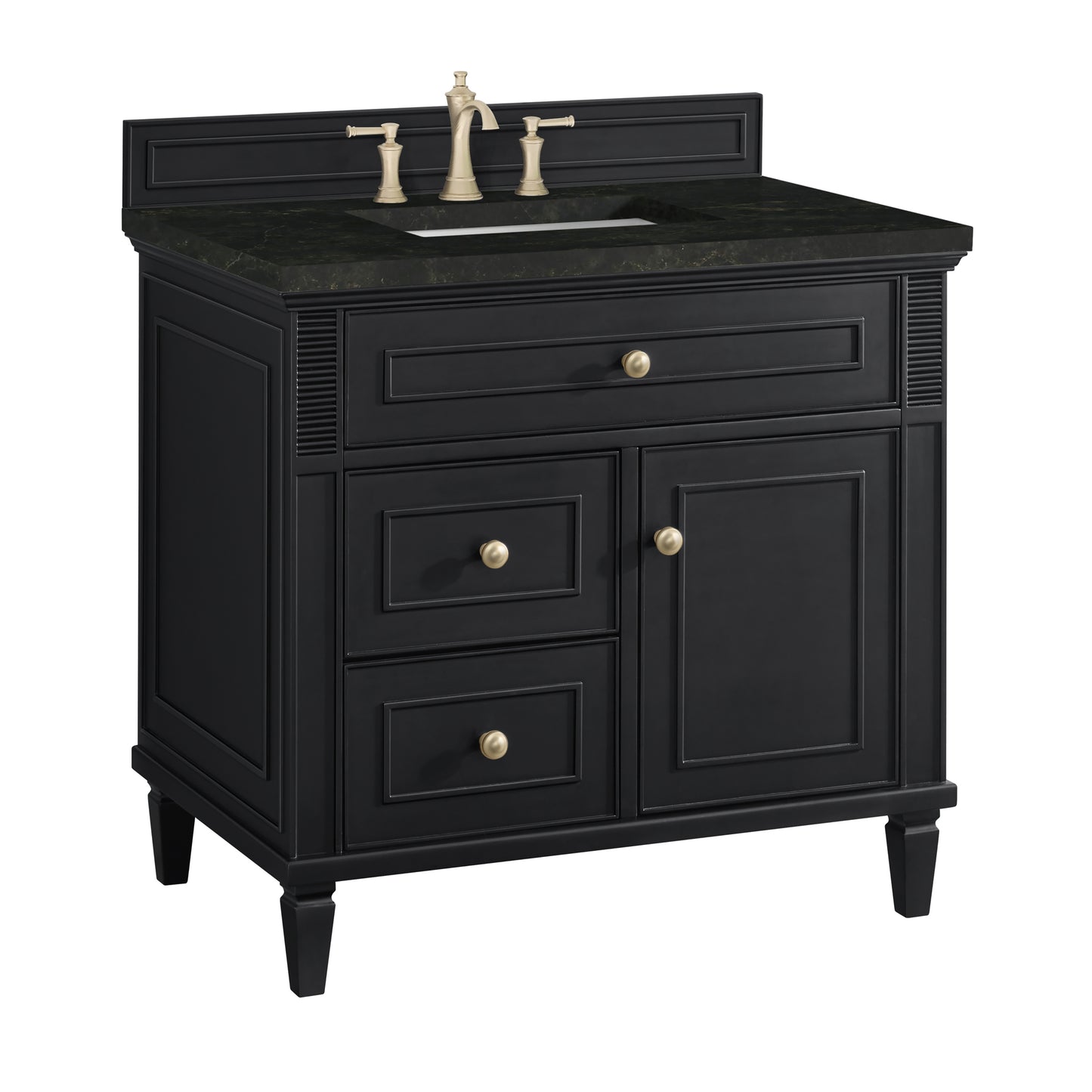 Renovate for Less Atlanta Lorelai 36" Single Vanity, Black Onyx, w/ 3 CM Phantome Eclos Top