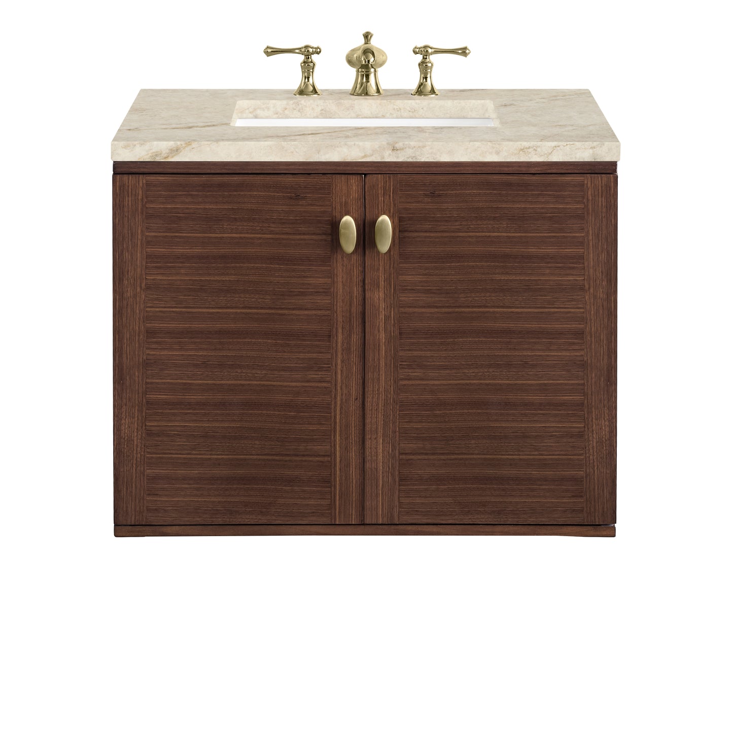 Renovate for Less Atlanta Amberly 30" Single Vanity, Mid-Century Walnut, w/ 3 CM Tajnar Eclos Top
