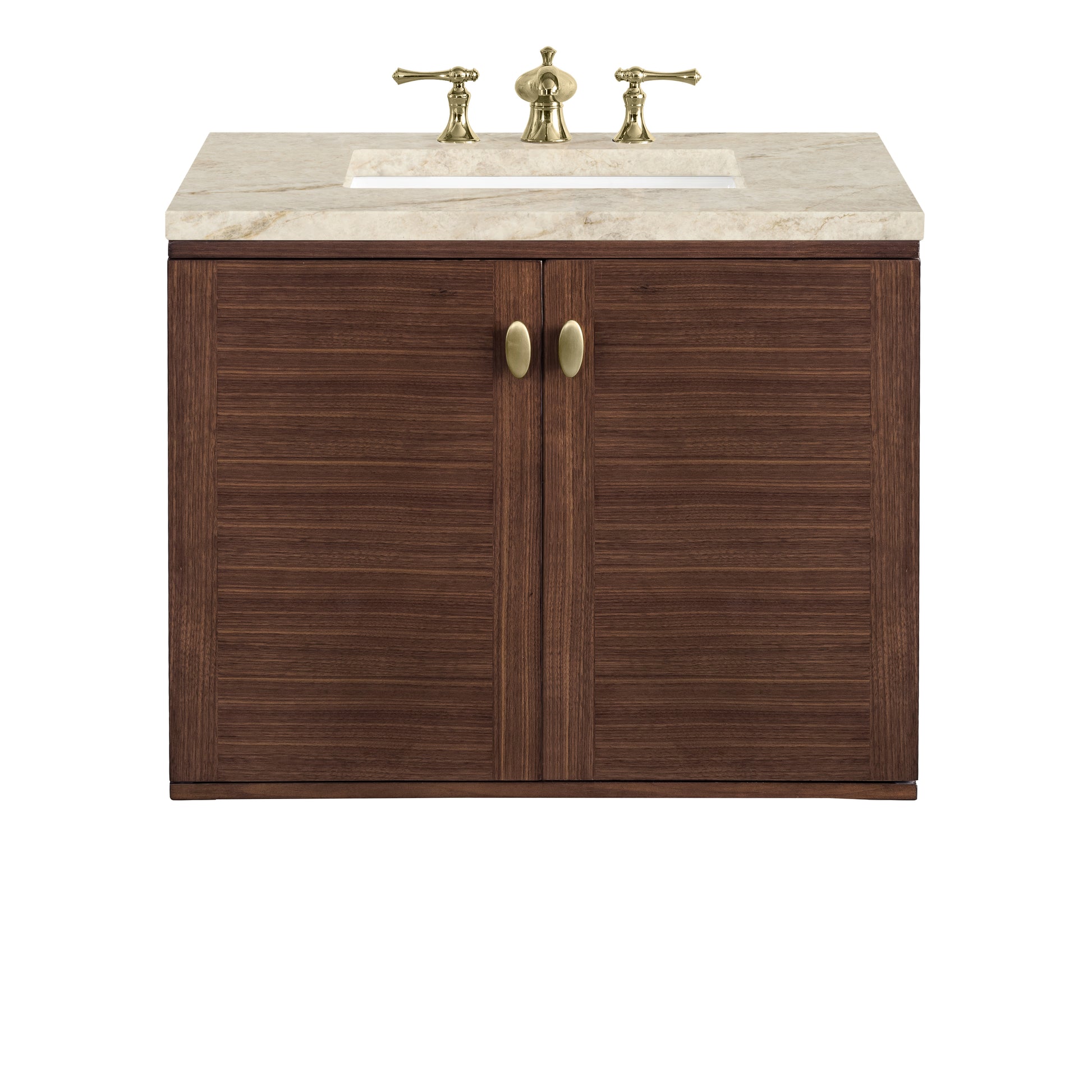 Renovate for Less Atlanta Amberly 30" Single Vanity, Mid-Century Walnut, w/ 3 CM Tajnar Eclos Top