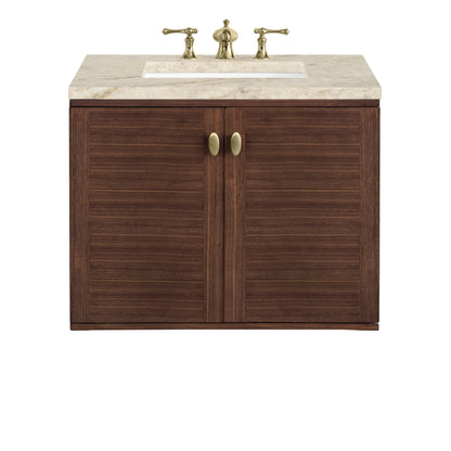 Renovate for Less Atlanta Amberly 30" Single Vanity, Mid-Century Walnut, w/ 3 CM Tajnar Eclos Top