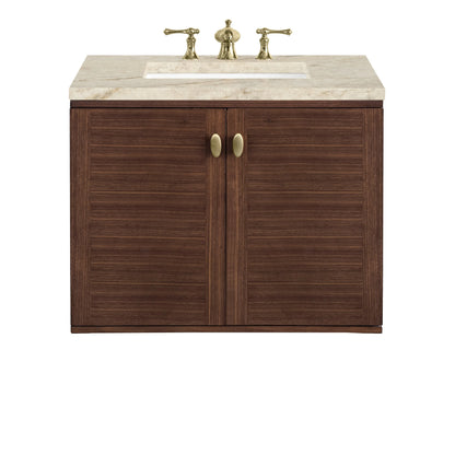 Amberly 30" Single Vanity, Mid-Century Walnut, w/ 3 CM Tajnar Eclos Top