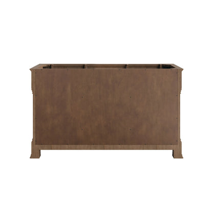 Brookfield 60" Double Vanity, Pecan w/ 3 CM Ethereal Noctis Silestone  Top