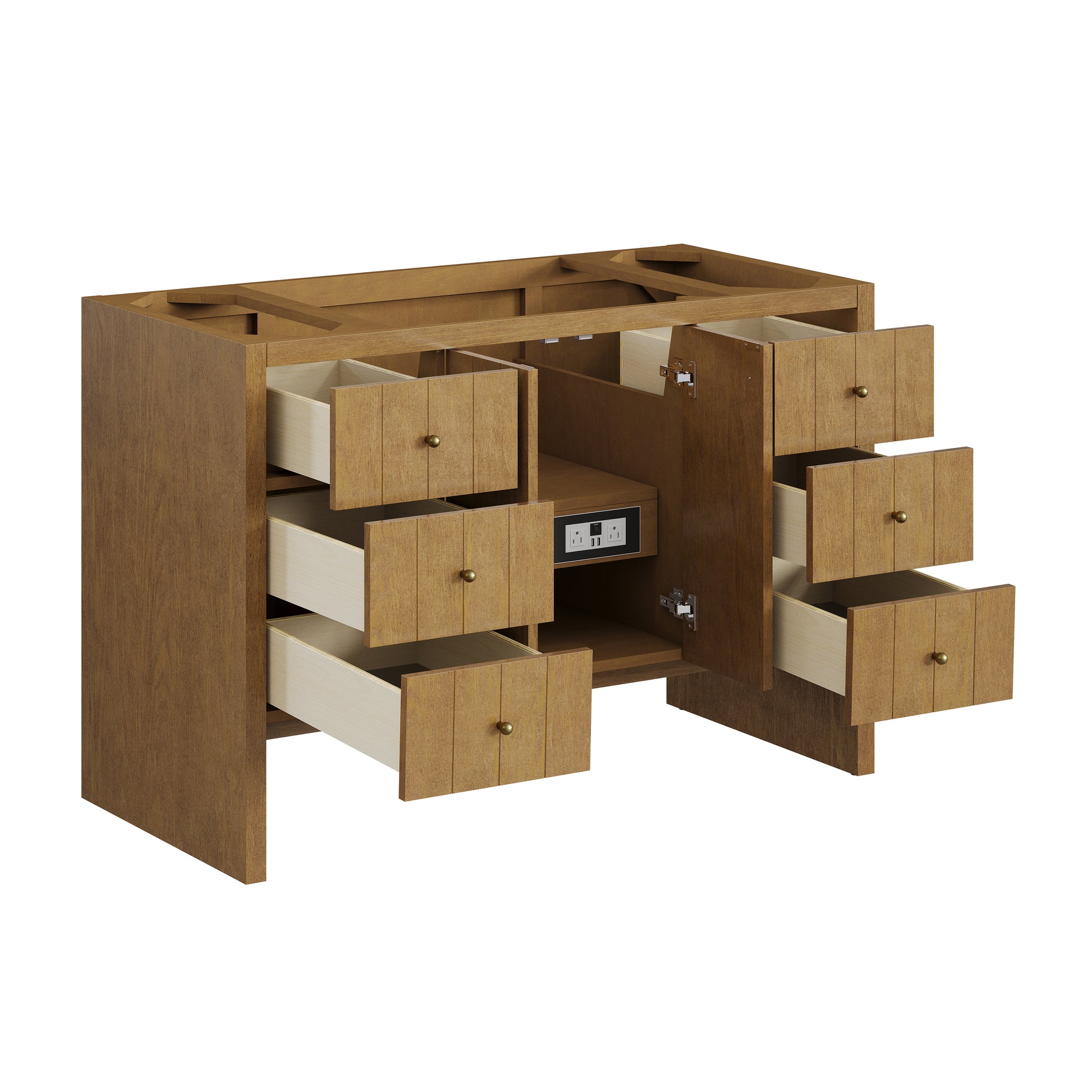Renovate for Less Atlanta Hudson 48" Single Vanity, Honey Oak w/ 3 CM Tajnar Eclos Top