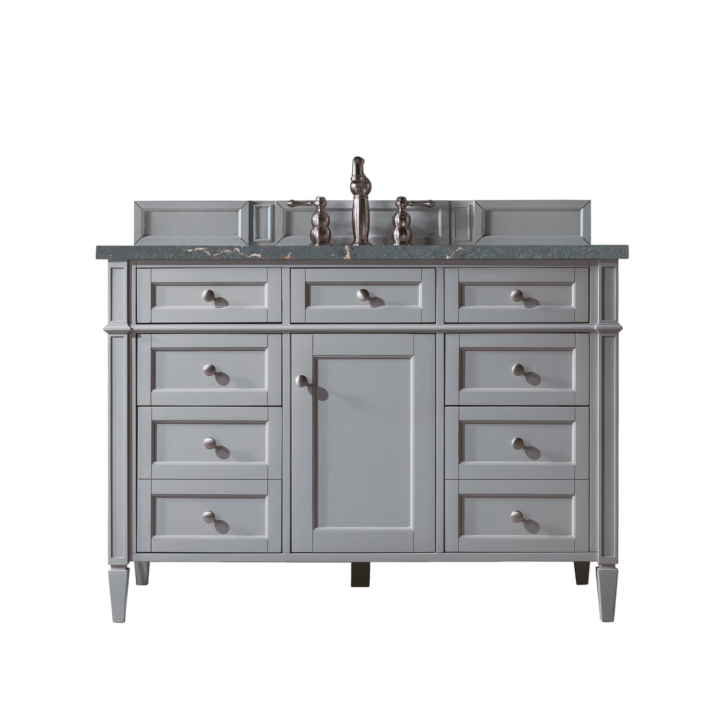 Renovate for Less Atlanta Brittany 48" Single Vanity, Urban Gray w/ 3 CM Parisien Bleu Silestone Top w/FreePower Wireless Charger