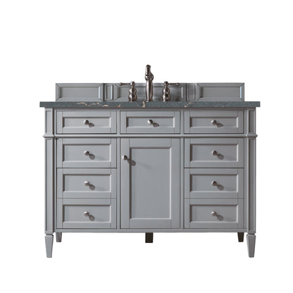 Renovate for Less Atlanta Brittany 48" Single Vanity, Urban Gray w/ 3 CM Parisien Bleu Silestone Top w/FreePower Wireless Charger